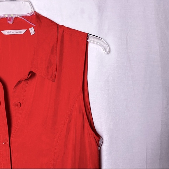 Soft Surroundings | Orange Cascade Sleeveless Shirt Dress, Large - Picture 4 of 8